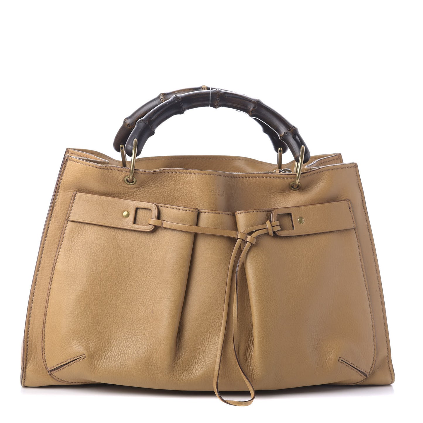 Calfskin Bamboo Handle Tote Tan