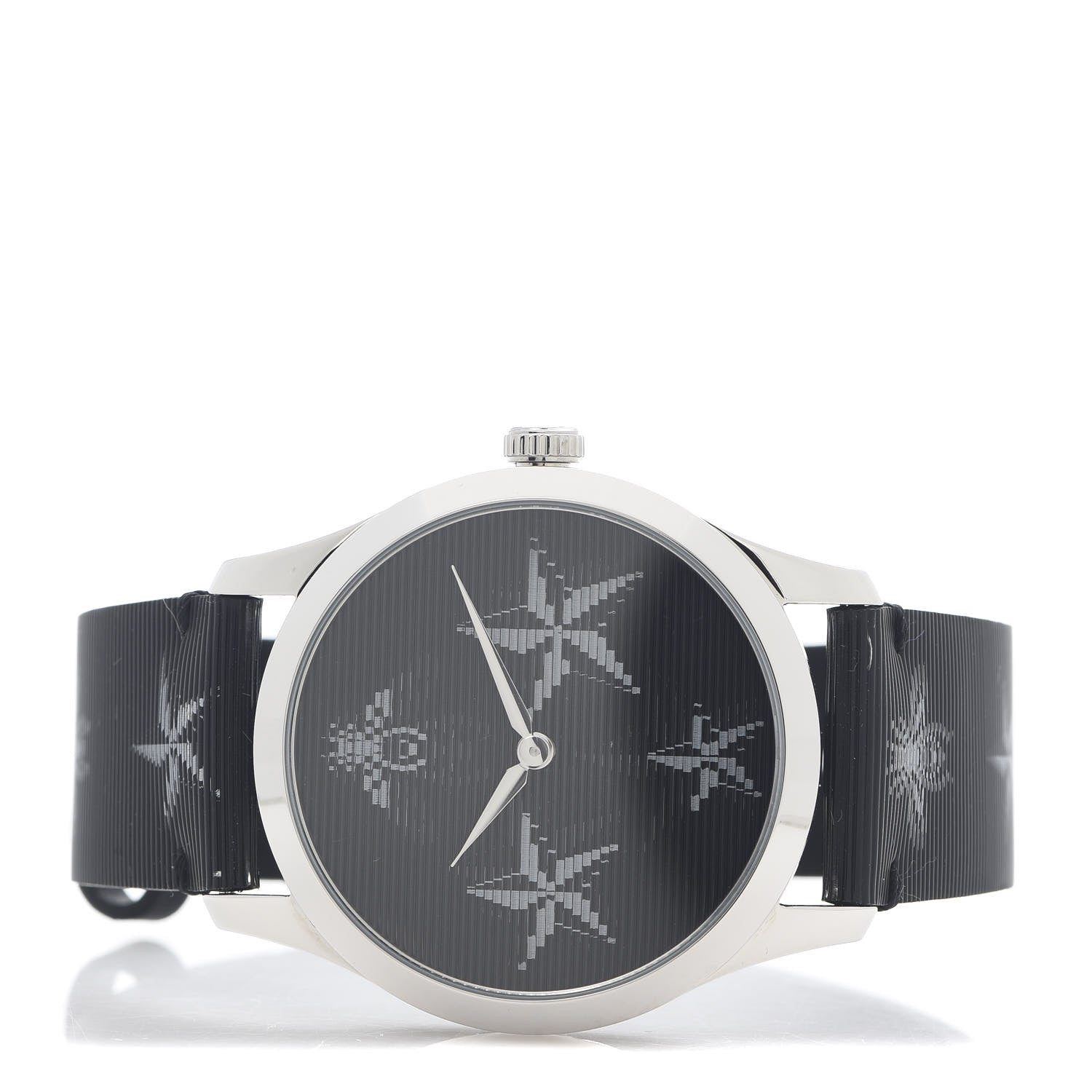 Gucci Stainless Steel Calfskin 38mm G-Timeless Bee Star Hologram Quartz Watch Black 3 of 6