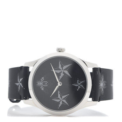 Gucci Stainless Steel Calfskin 38mm G-Timeless Bee Star Hologram Quartz Watch Black 3 of 6