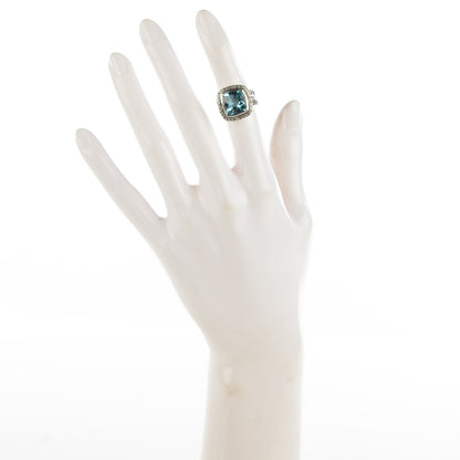 David Yurman Sterling Silver Diamond Blue Topaz 11mm Albion Ring 48 4.5 2 of 5