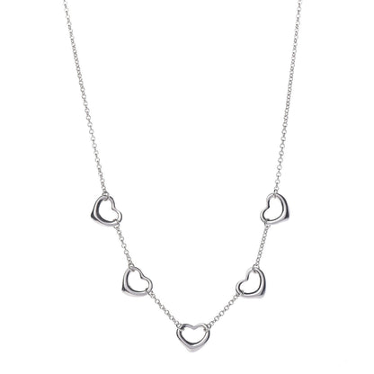 Tiffany Sterling Silver Elsa Peretti 5 Open Hearts Necklace 1 of 7