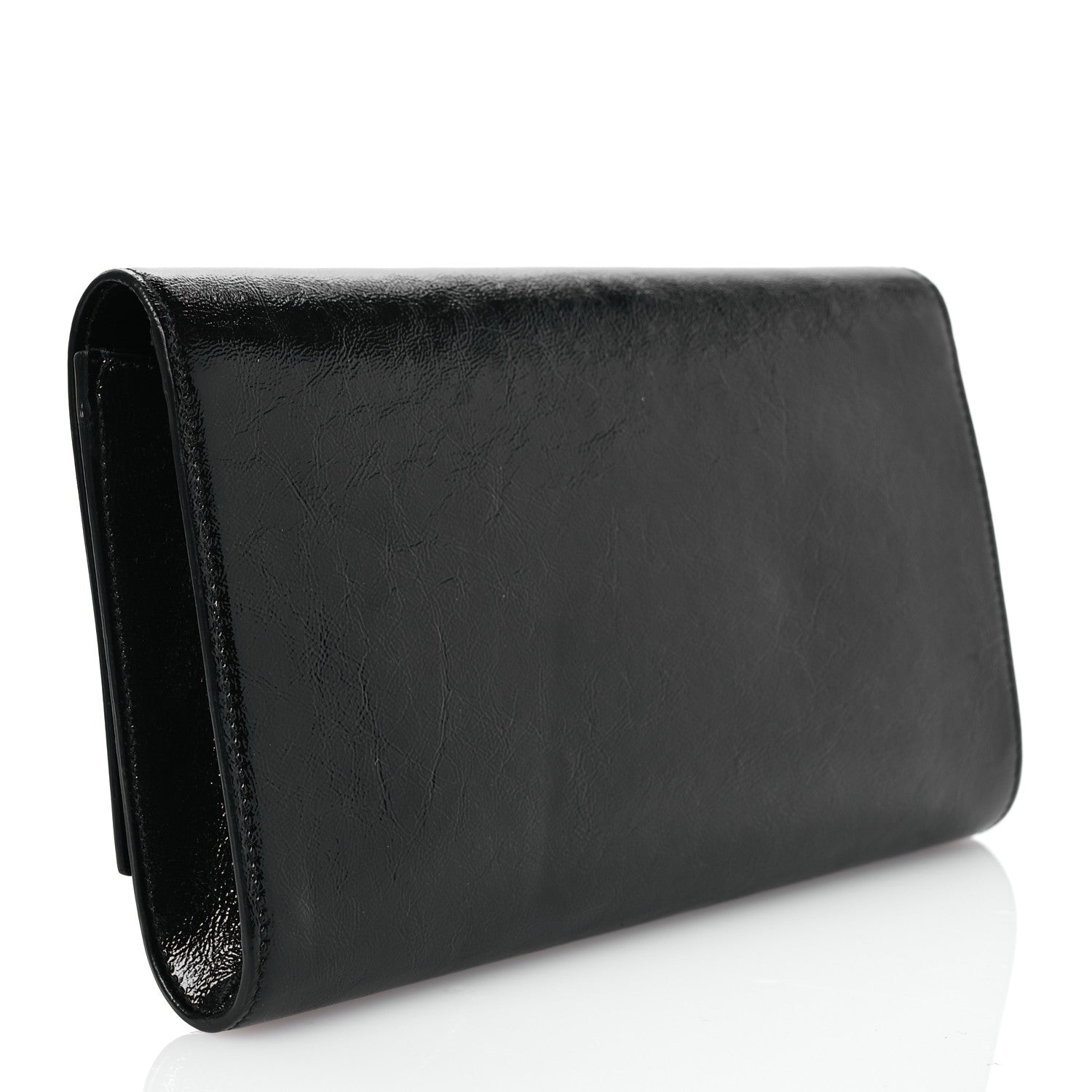 Saint Laurent Textured Patent Monogram Large Belle De Jour Clutch Black 3 of 8