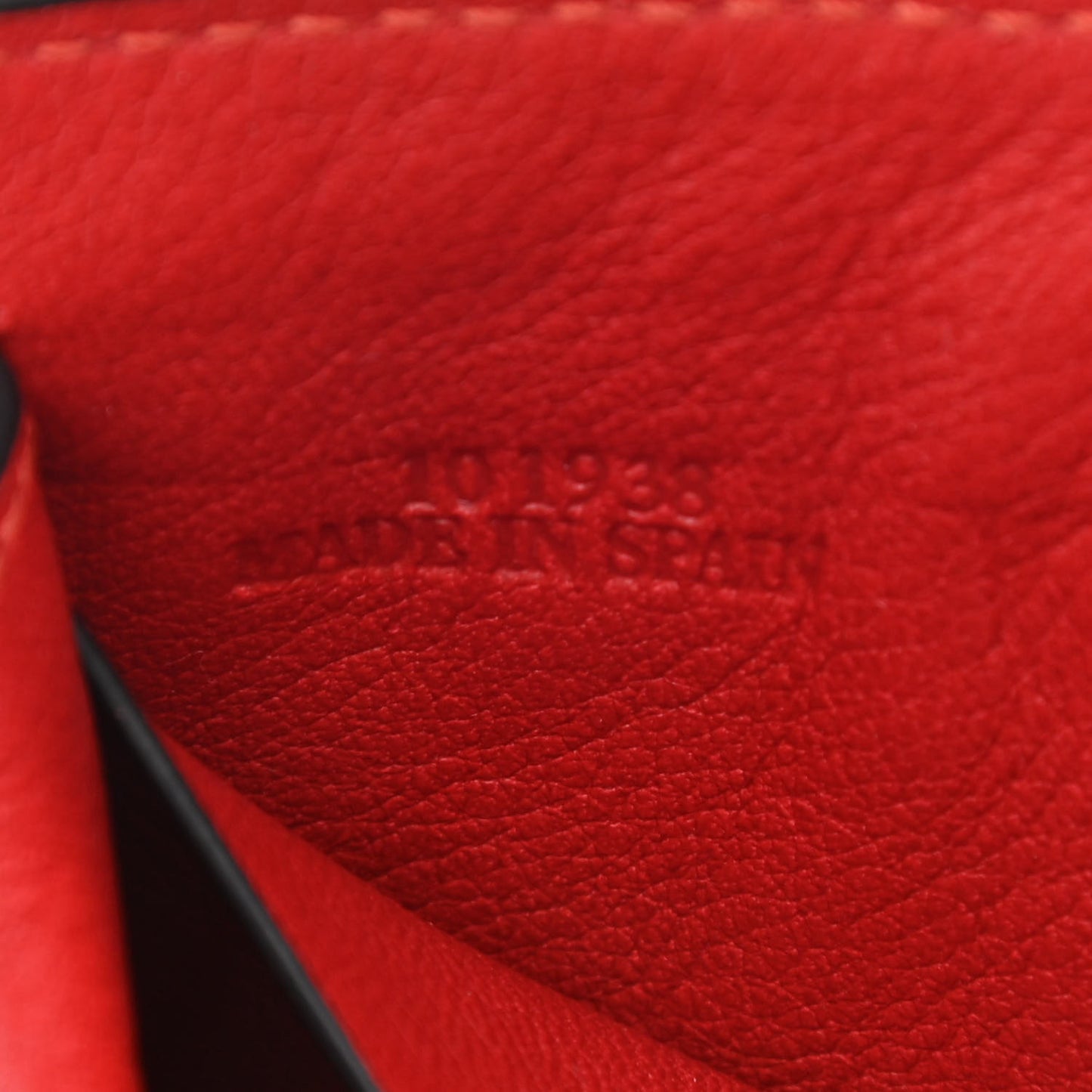 Calfskin Embossed Trifold Wallet Red