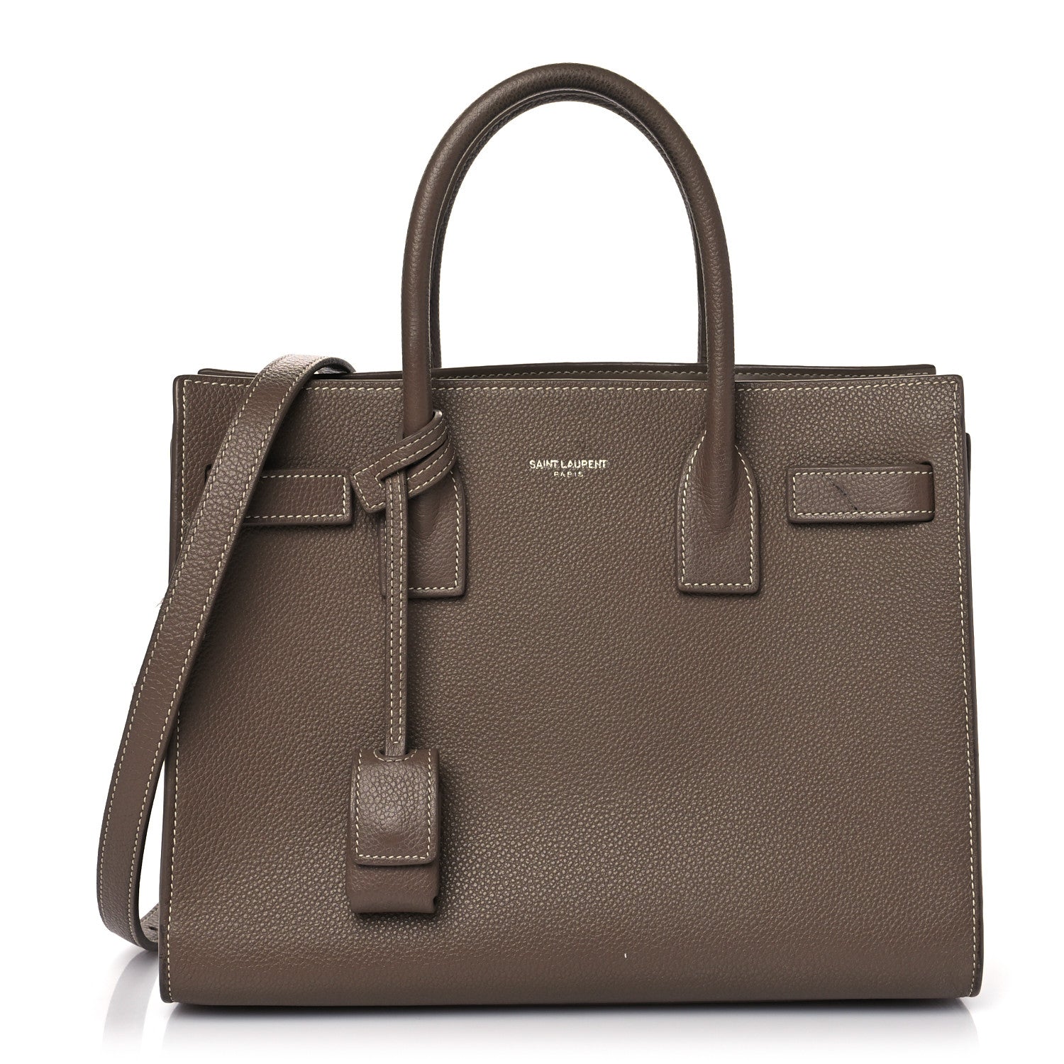 Saint Laurent Grained Calfskin Topstich Baby Sac De Jour Taupe 1 of 12