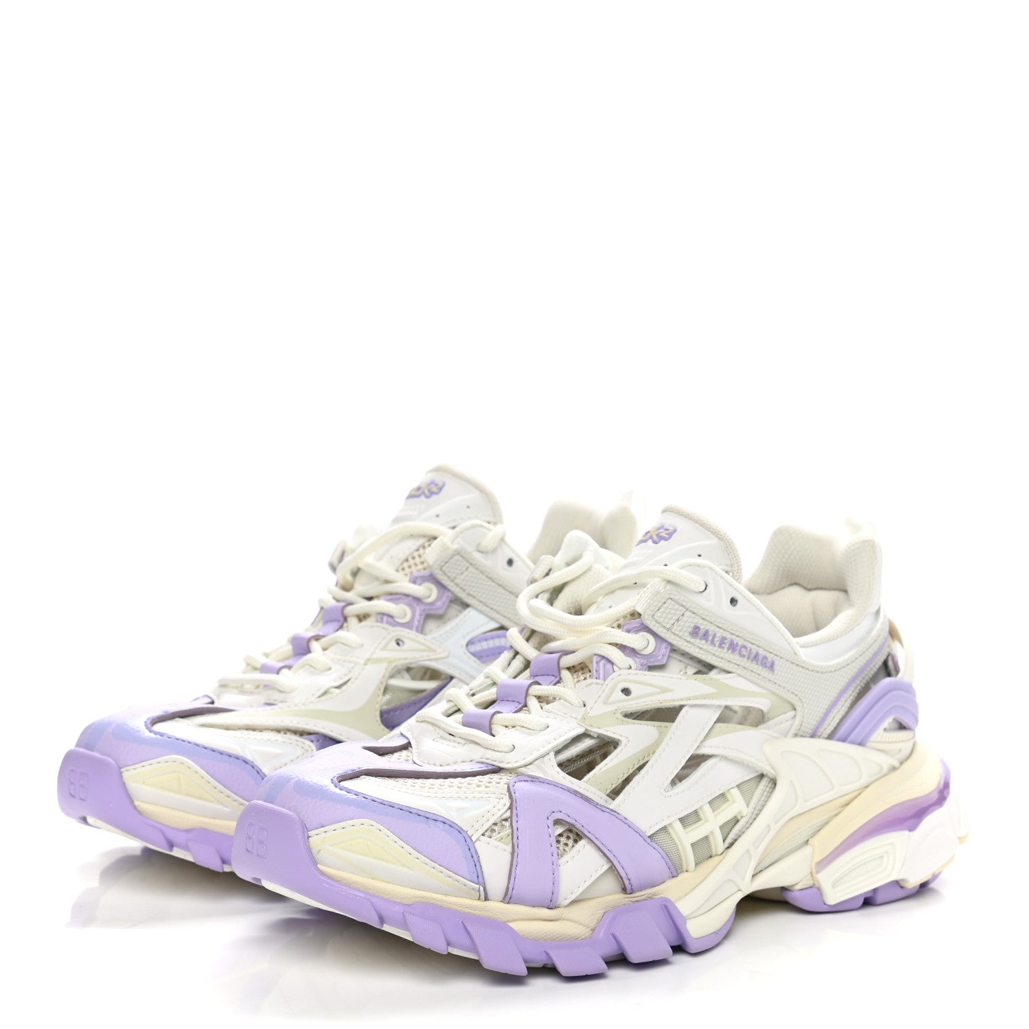 Balenciaga Rubber Mesh Tri-Color Womens Track.2 Open Sneakers 36 Lilac Beige Light Grey 3 of 9