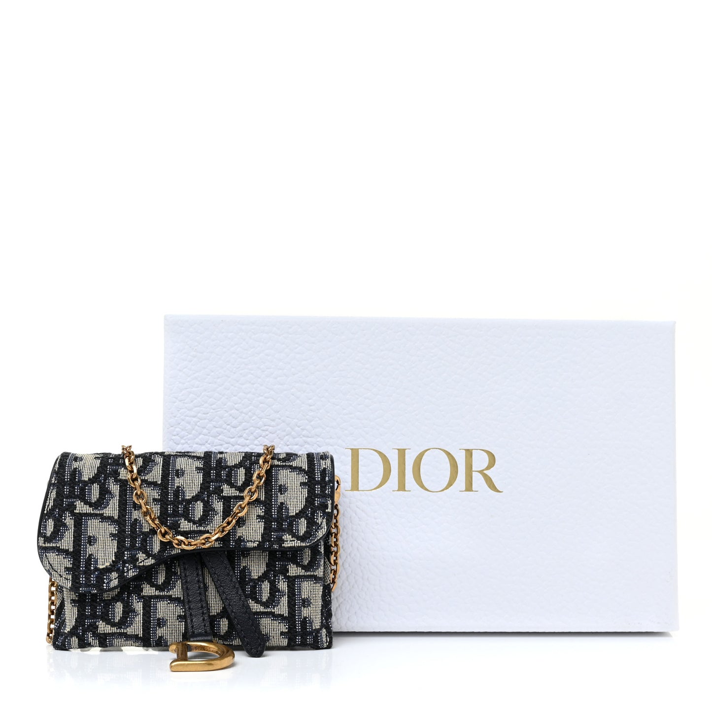 Oblique Nano Saddle Chain Pouch Blue