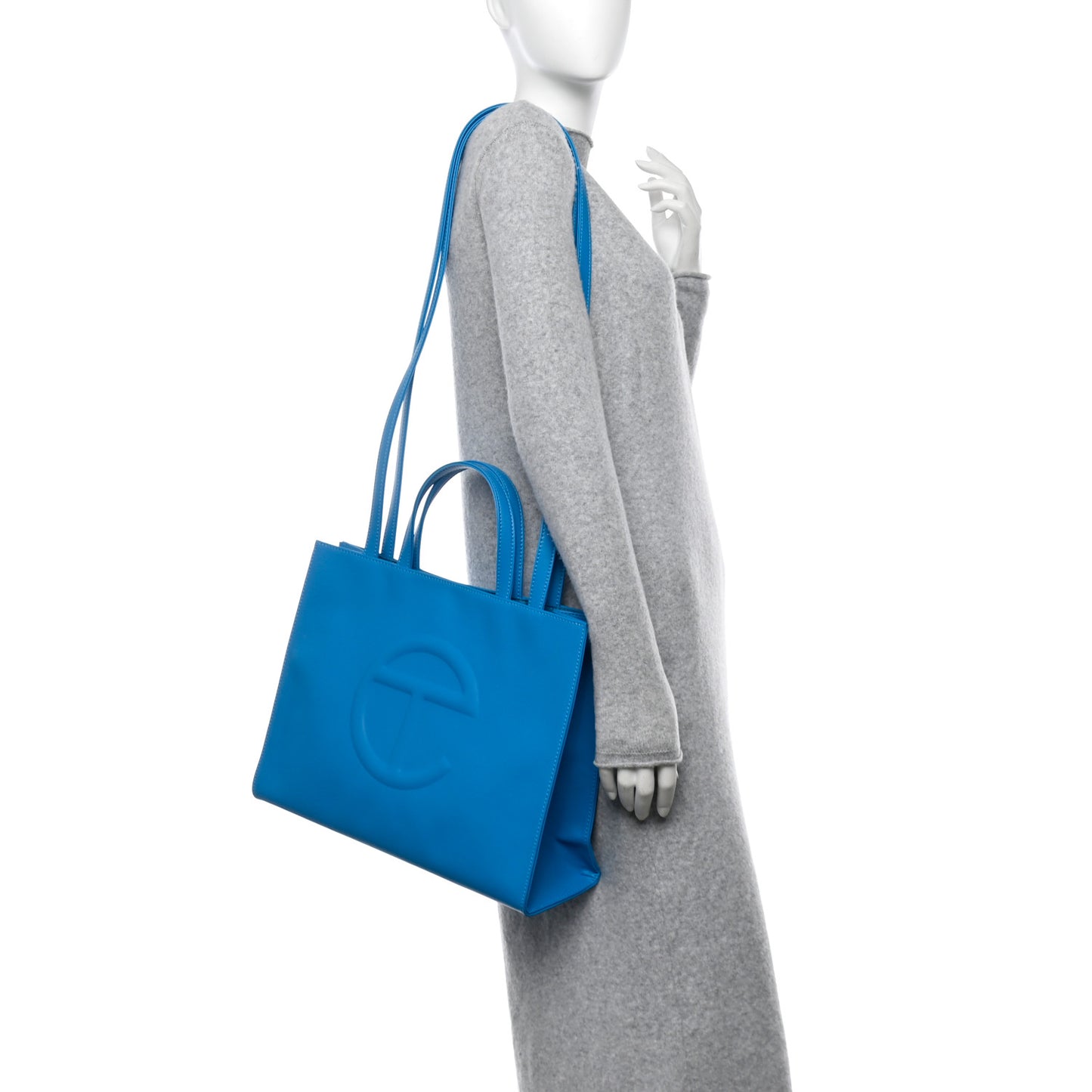 Vegan Leather Medium Shopping Bag Cyan