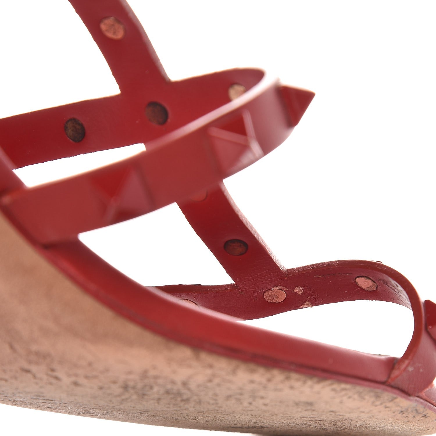 Valentino Garavani Calfskin Lacquered Monochrome Rockstud 60mm City Sandals 38 Rosso Valentino 9 of 11