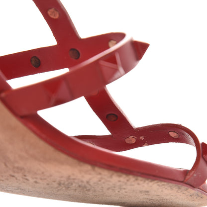 Valentino Garavani Calfskin Lacquered Monochrome Rockstud 60mm City Sandals 38 Rosso Valentino 9 of 11