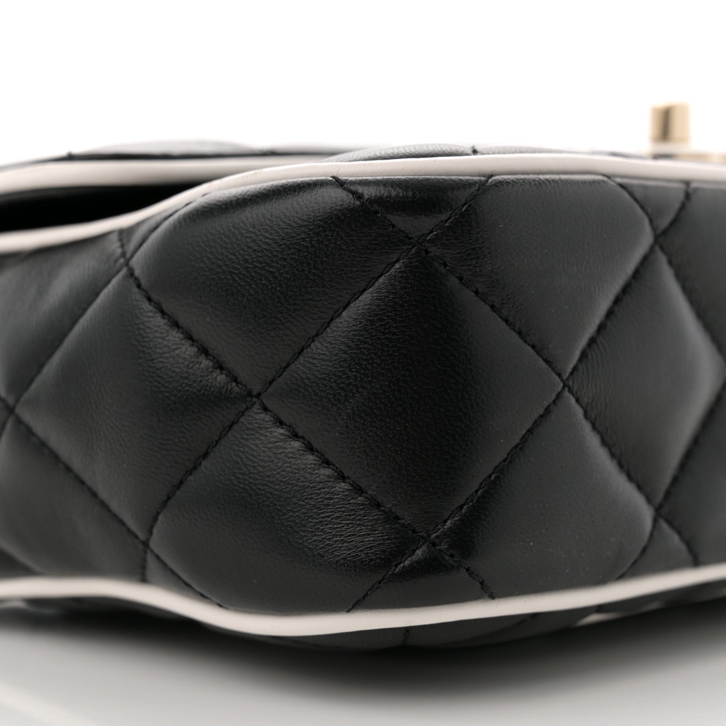 Lambskin Quilted Resin CC Flap Bag Black White