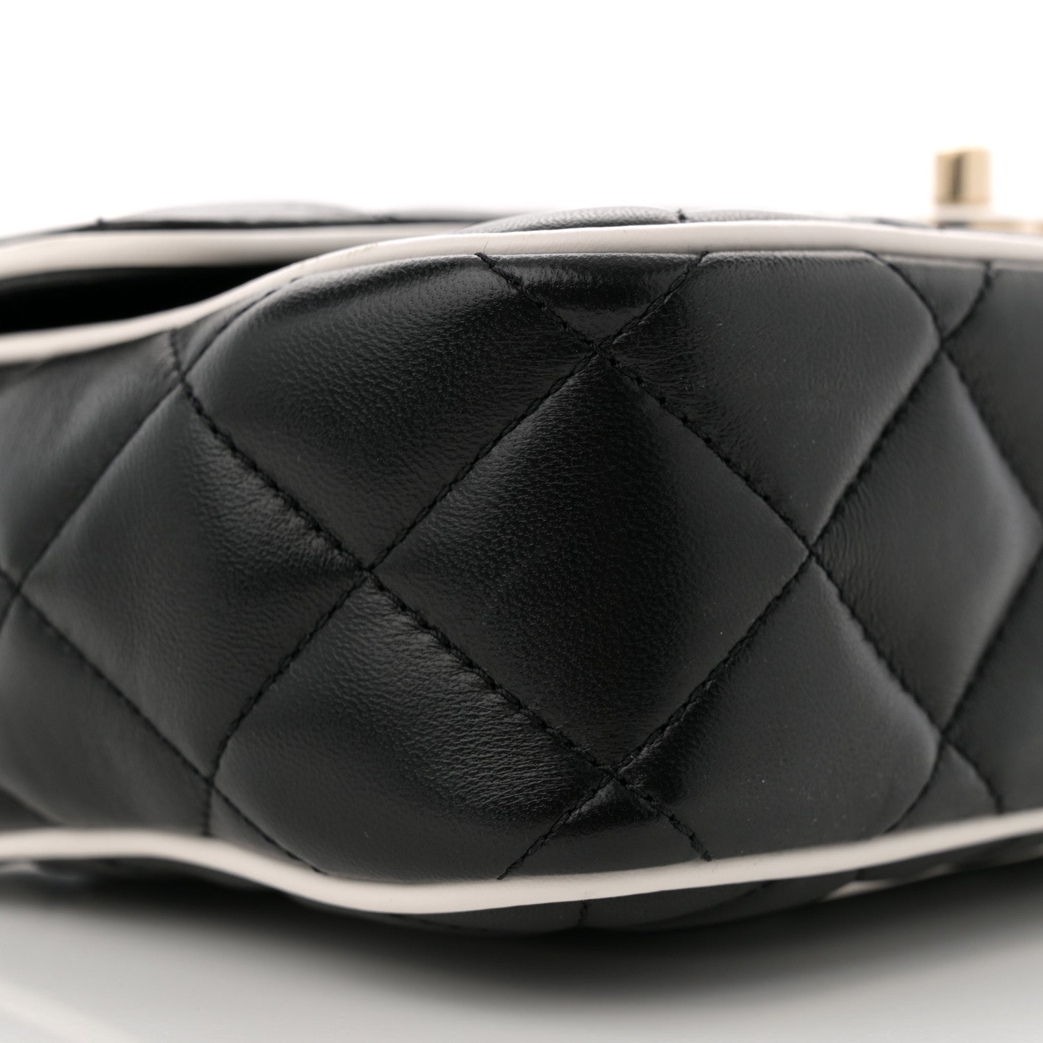 Chanel Lambskin Quilted Resin CC Flap Bag Black White 9 of 10
