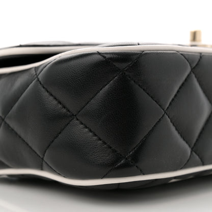 Chanel Lambskin Quilted Resin CC Flap Bag Black White 9 of 10