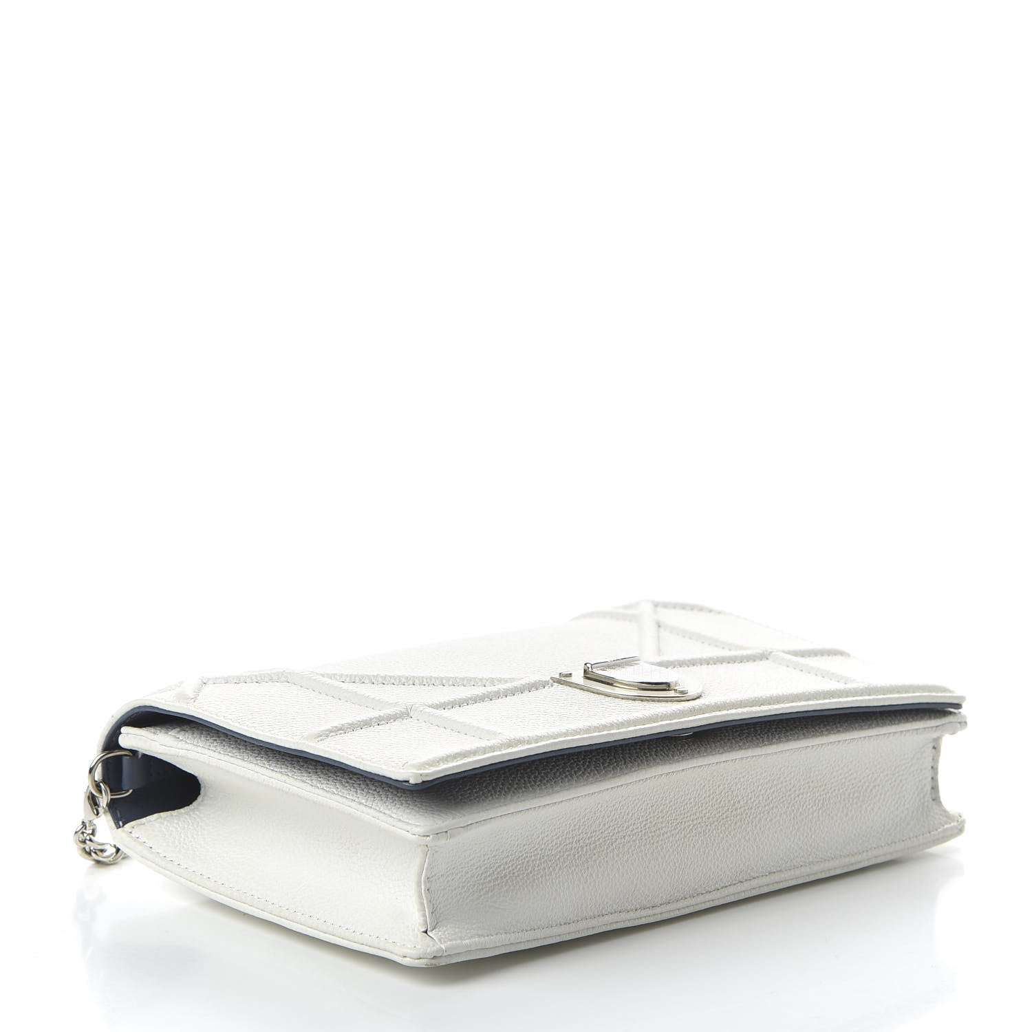 Christian Dior Grained Calfskin Diorama Wallet on Chain Pouch White 4 of 9