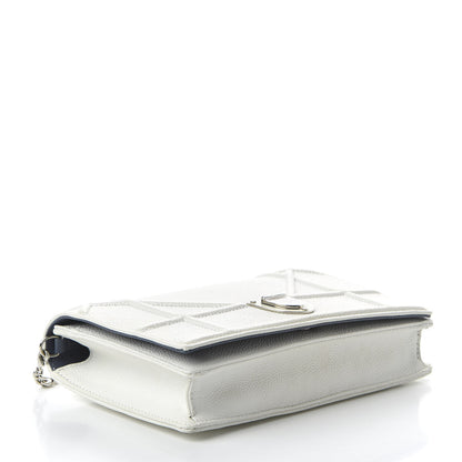 Christian Dior Grained Calfskin Diorama Wallet on Chain Pouch White 4 of 9