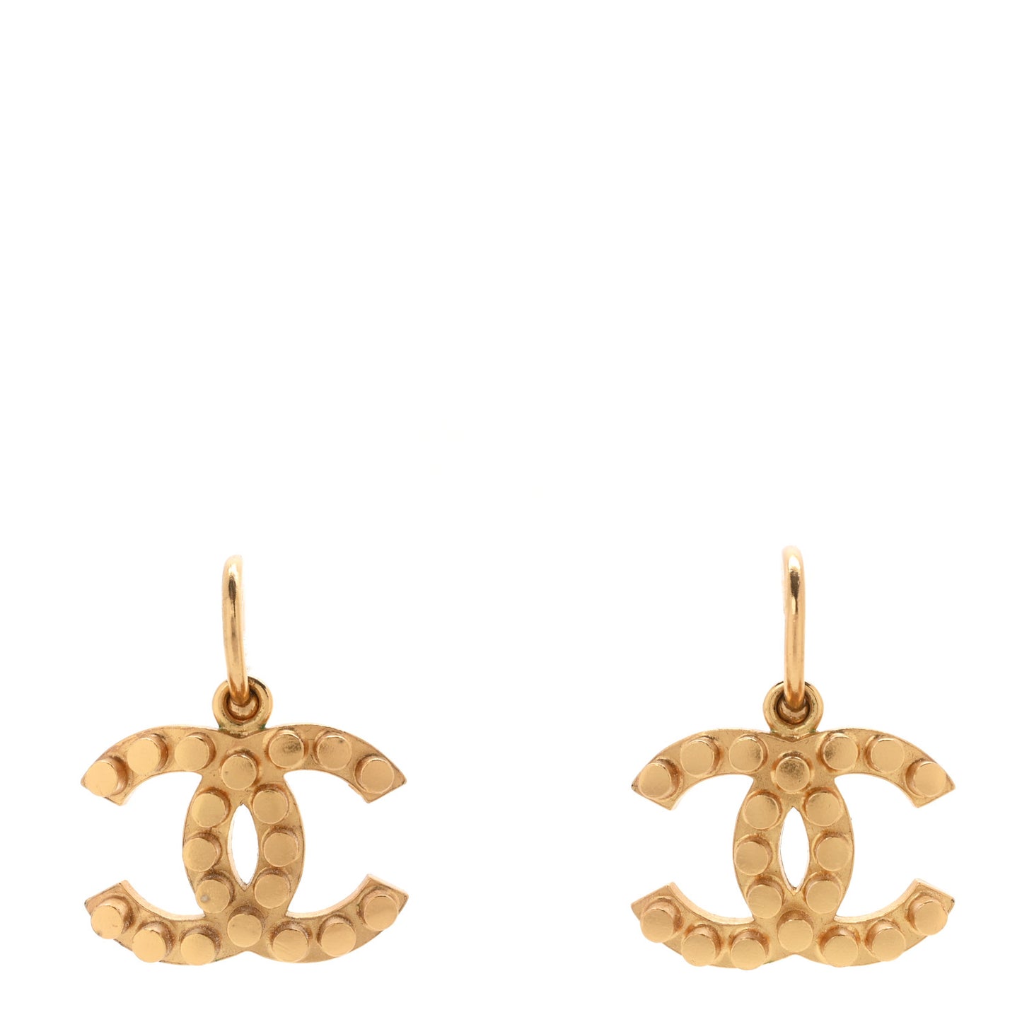 Metal Drop CC Earrings Gold