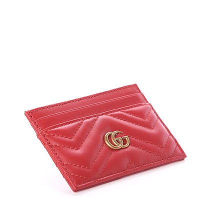 Gucci Calfskin Matelasse GG Marmont Card Holder Hibiscus Red 3 of 5