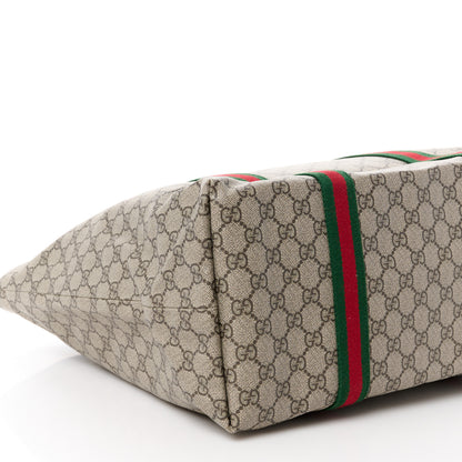 Gucci Tender GG Supreme Monogram Textured Dollar Calfskin Web Tote Beige Ebony New Acero 11 of 12