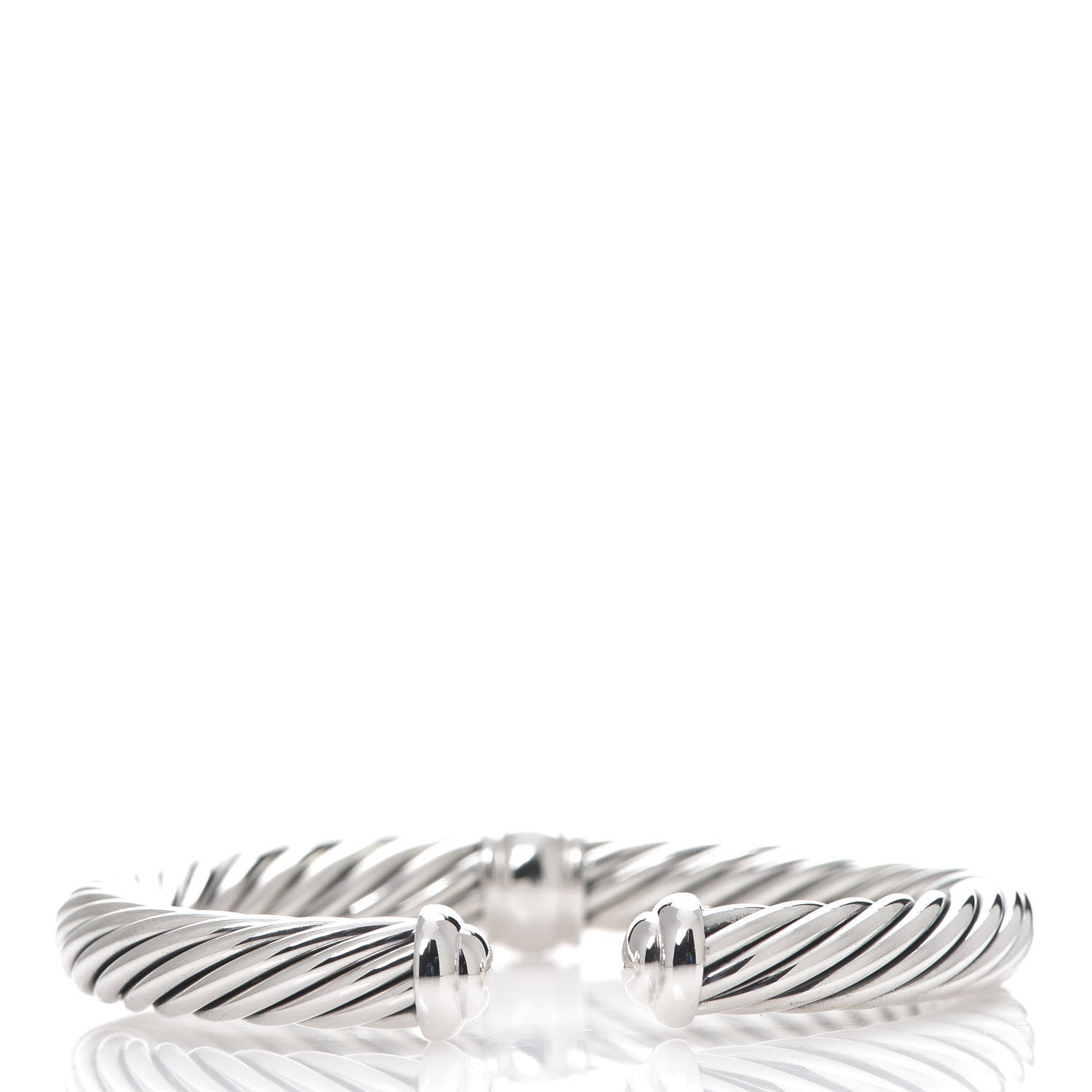 David Yurman Sterling Silver Black Diamond 7mm Cable Classics Station Bracelet 2 of 4