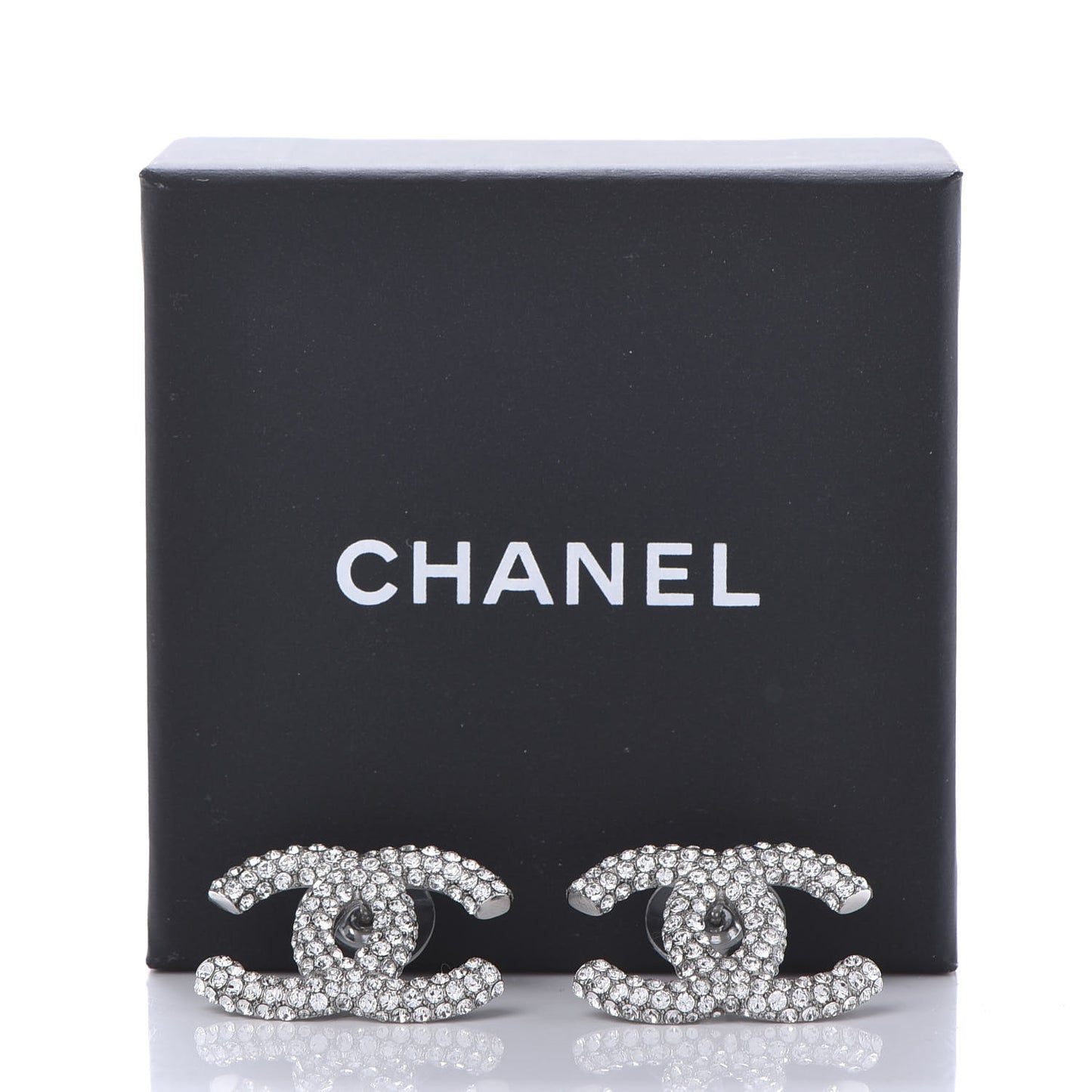 Crystal Large CC Earrings Silver