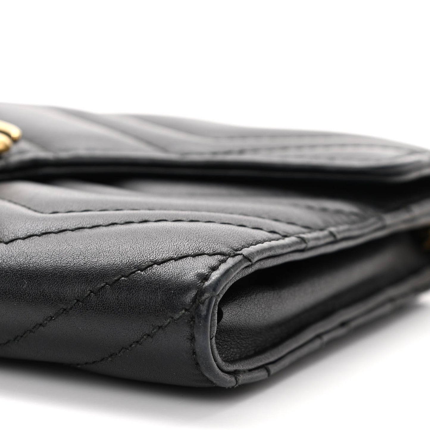 Calfskin Matelasse Mini GG Marmont Chain Wallet Black