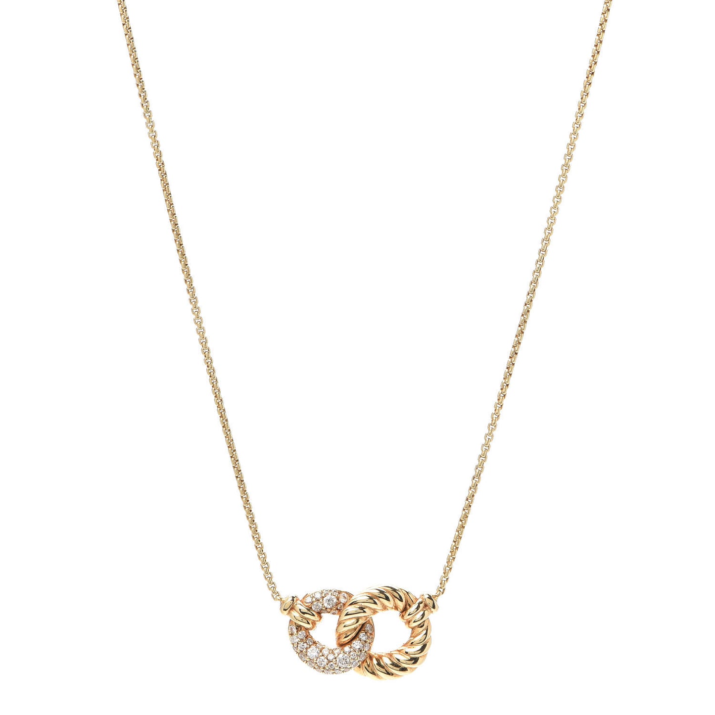 18K Yellow Gold Diamond Pave Extra-Small Belmont Pendant Necklace