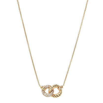 David Yurman 18K Yellow Gold Diamond Pave Extra-Small Belmont Pendant Necklace 1 of 5