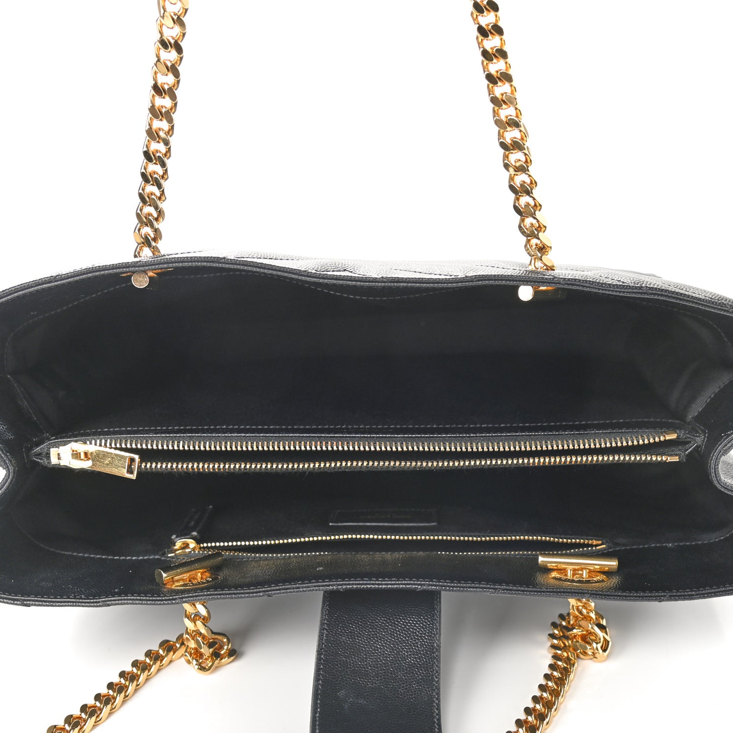 Grain De Poudre Matelasse Chevron Monogram Shopping Bag Black