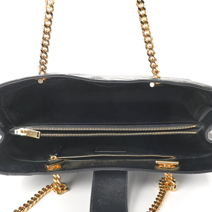 Saint Laurent Grain De Poudre Matelasse Chevron Monogram Shopping Bag Black 5 of 11