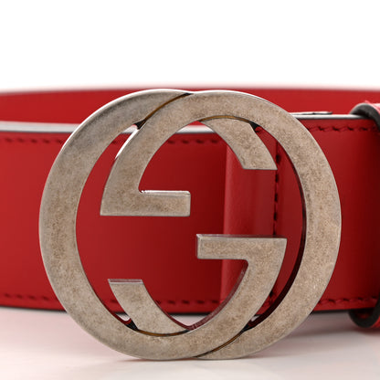 Gucci Selleria Calfskin Mens Interlocking G 37mm Belt 100 40 Rosso 6 of 6