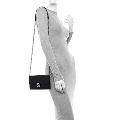 Gucci Dollar Calfskin Interlocking G Chain Wallet Black 3 of 12