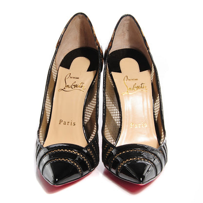 Christian Louboutin Patent Calf Mesh Bandy 100 Pumps Leopard 36 2 of 6
