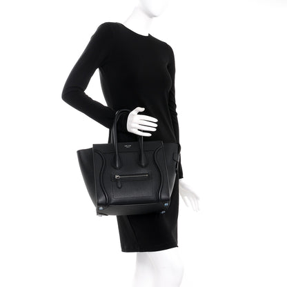 Celine Drummed Calfskin Micro Luggage Black 2 of 7