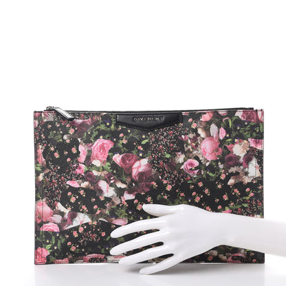 Givenchy Coated Canvas Roses Camouflage Print Medium Antigona Zip Pouch Black 2 of 7