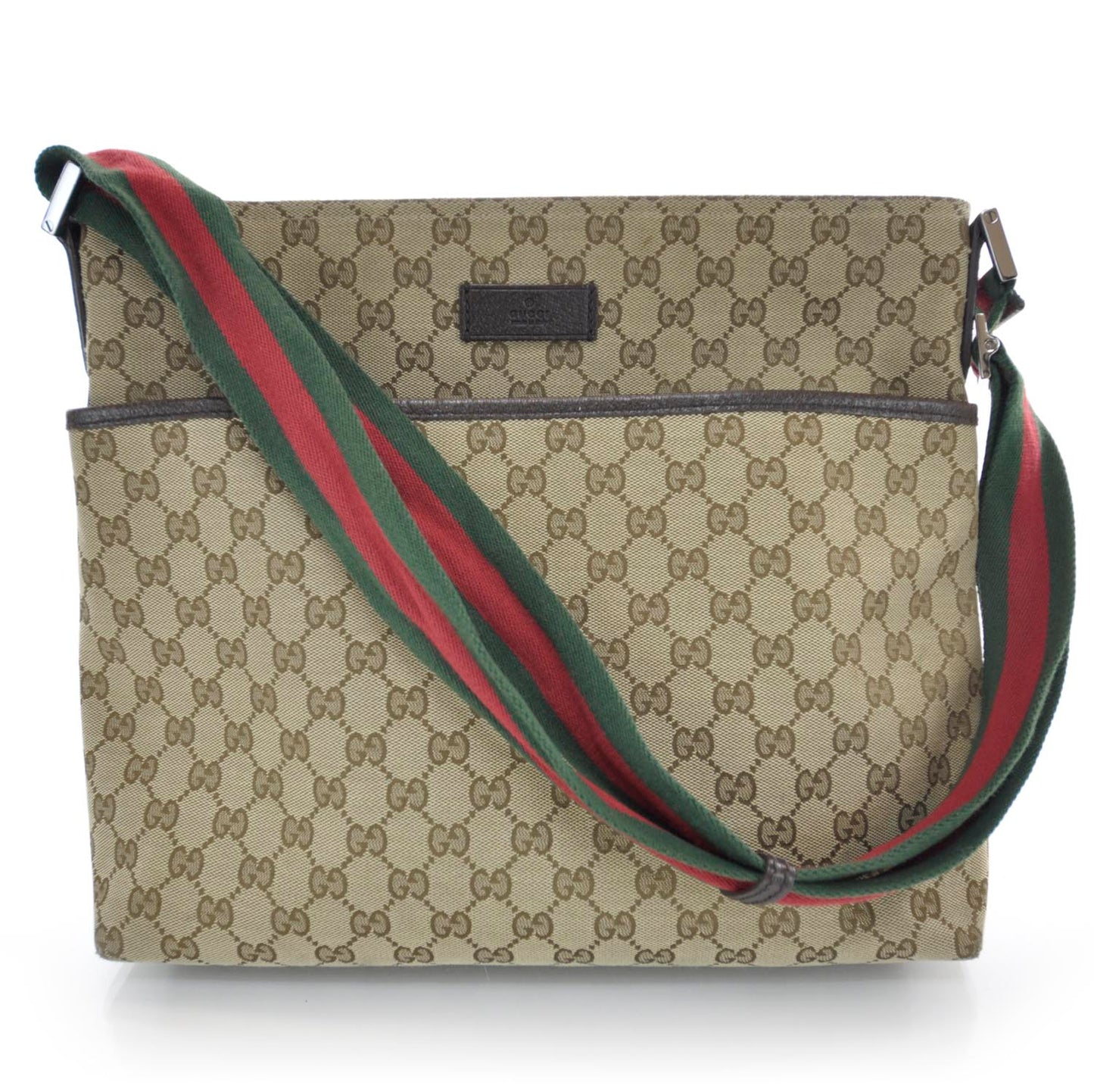 Monogram Web Medium Flat Messenger Bag Dark Brown