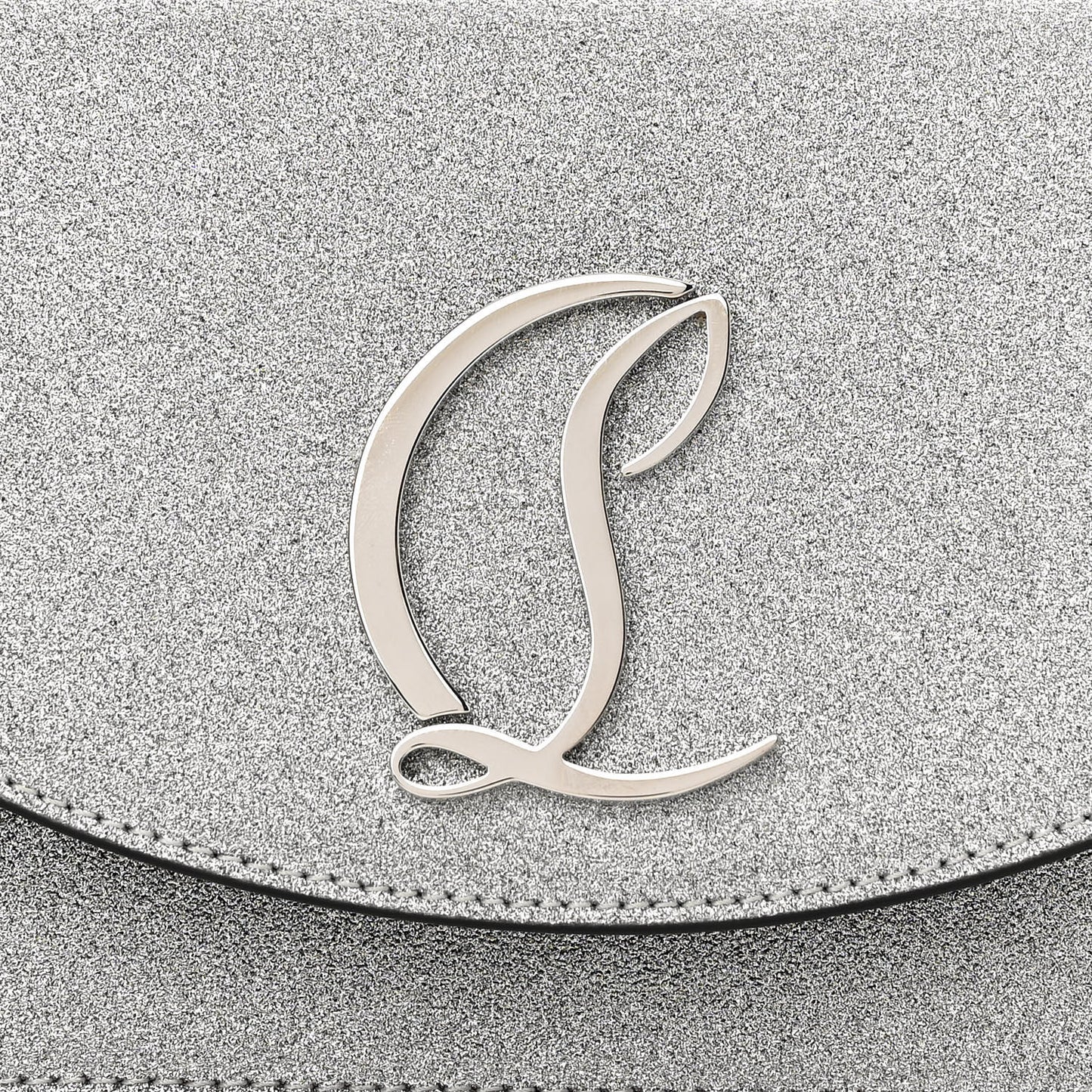 Glitter Calfskin Loubi54 Crossbody Clutch Silver
