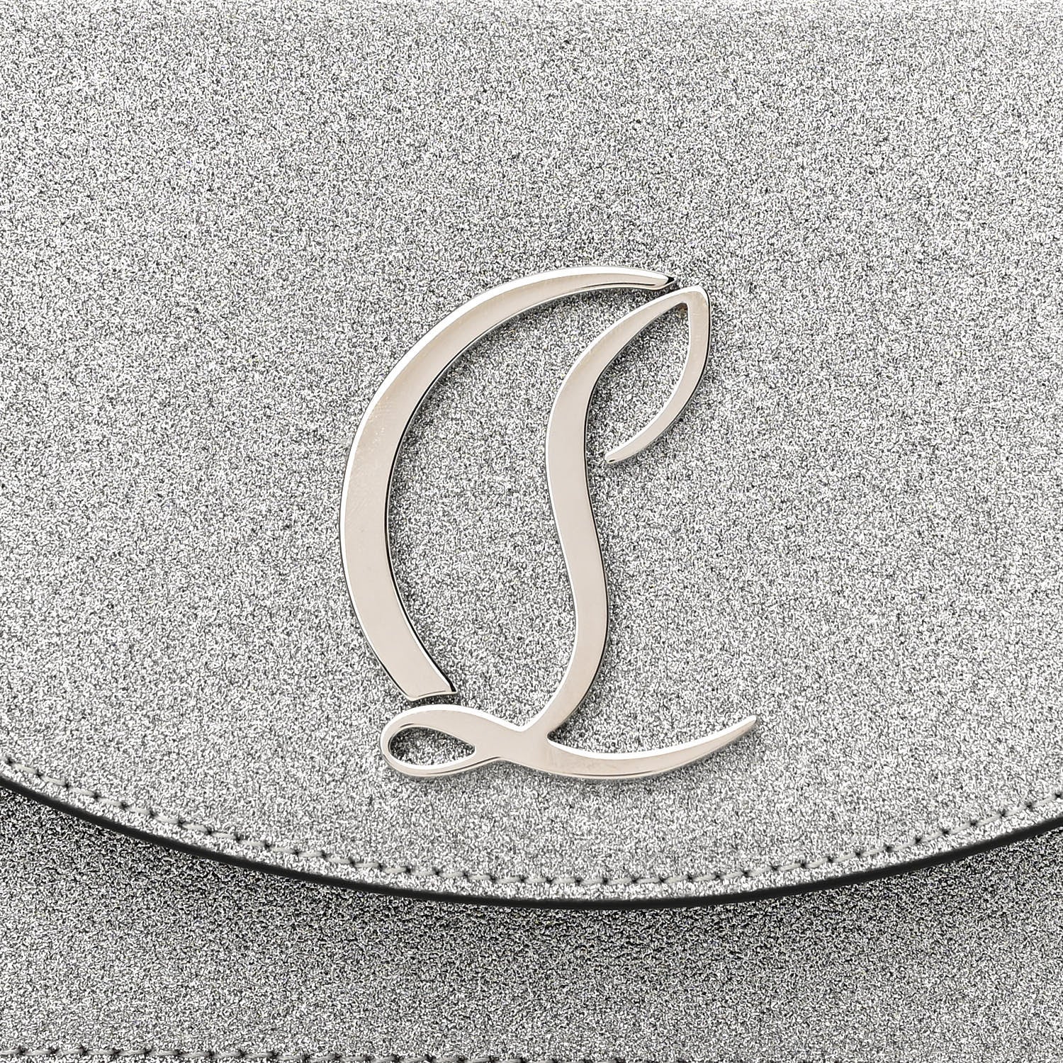 Christian Louboutin Glitter Calfskin Loubi54 Crossbody Clutch Silver 7 of 13