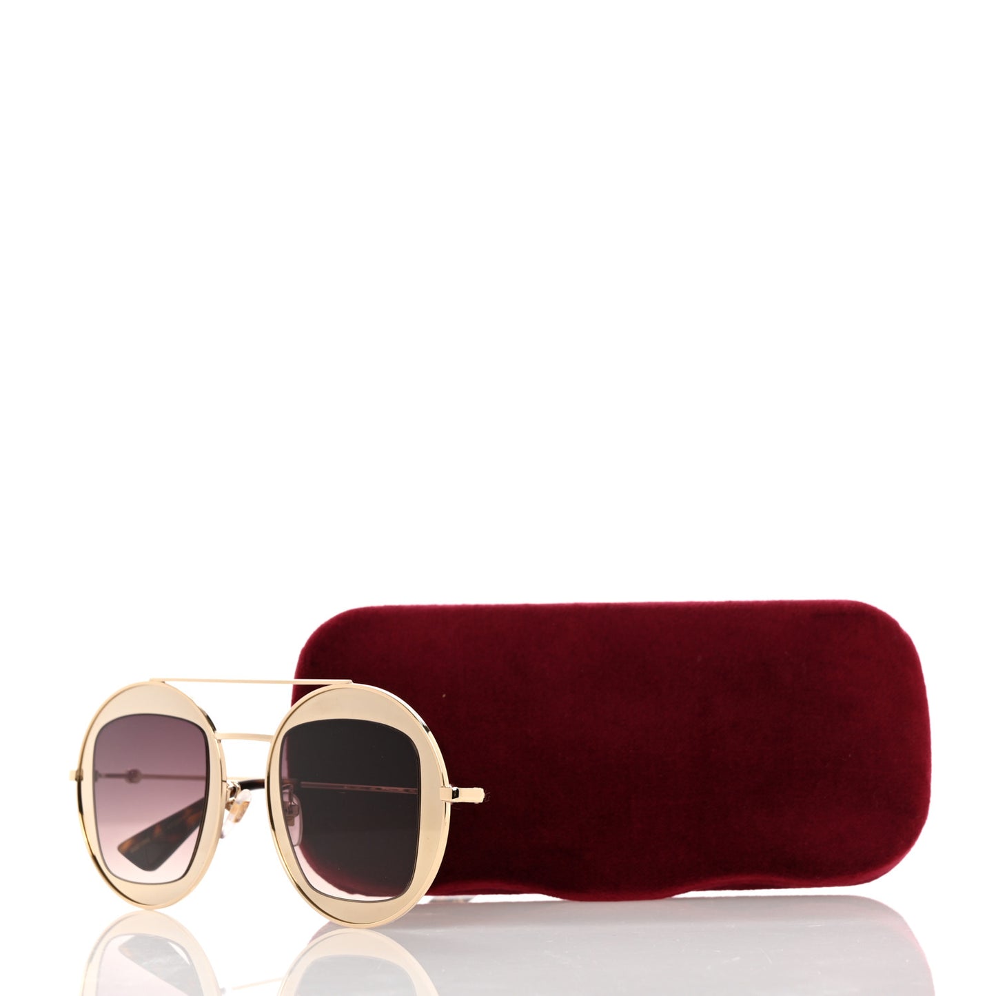 Round Frame Sylvie Web Sunglasses GG0105S Gold