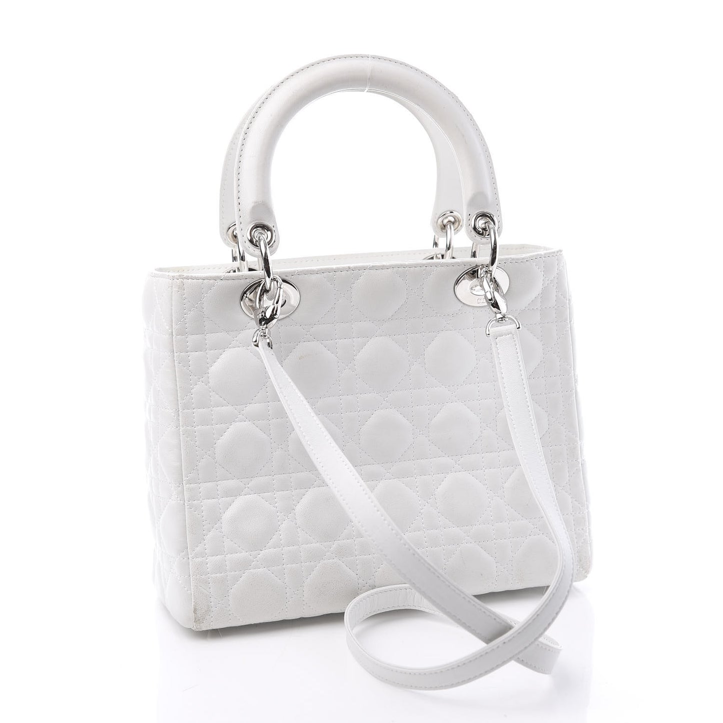 Lambskin Cannage Medium Lady Dior White