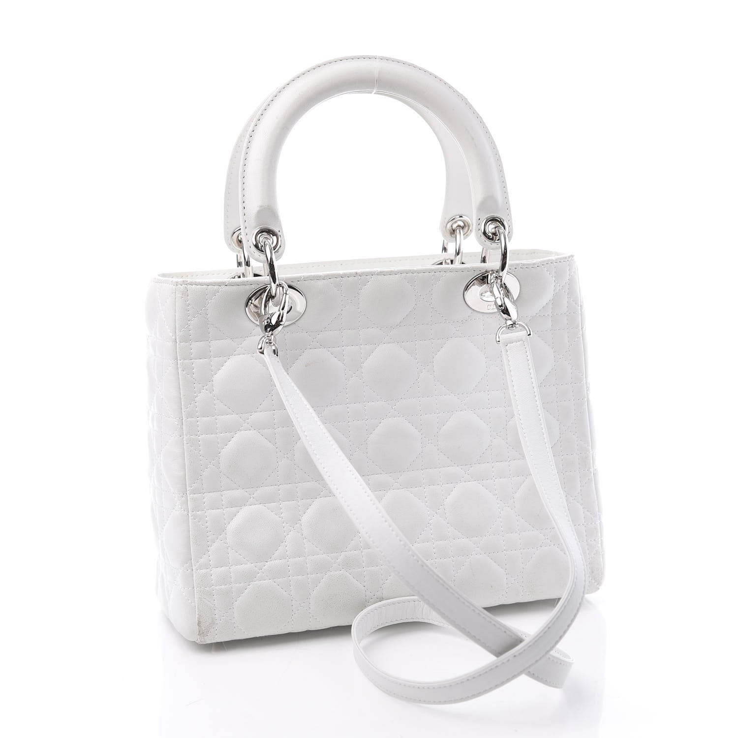 Christian Dior Lambskin Cannage Medium Lady Dior White 2 of 13