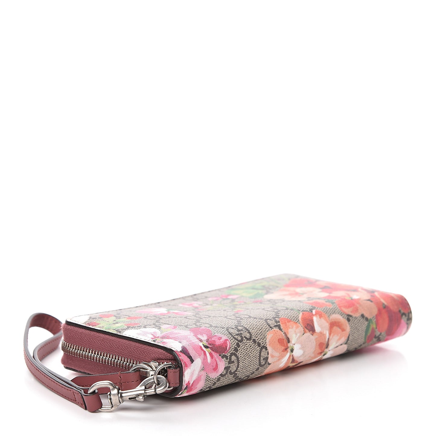 GG Supreme Monogram Blooms Wrist Wallet Beige Multicolor Dry Rose