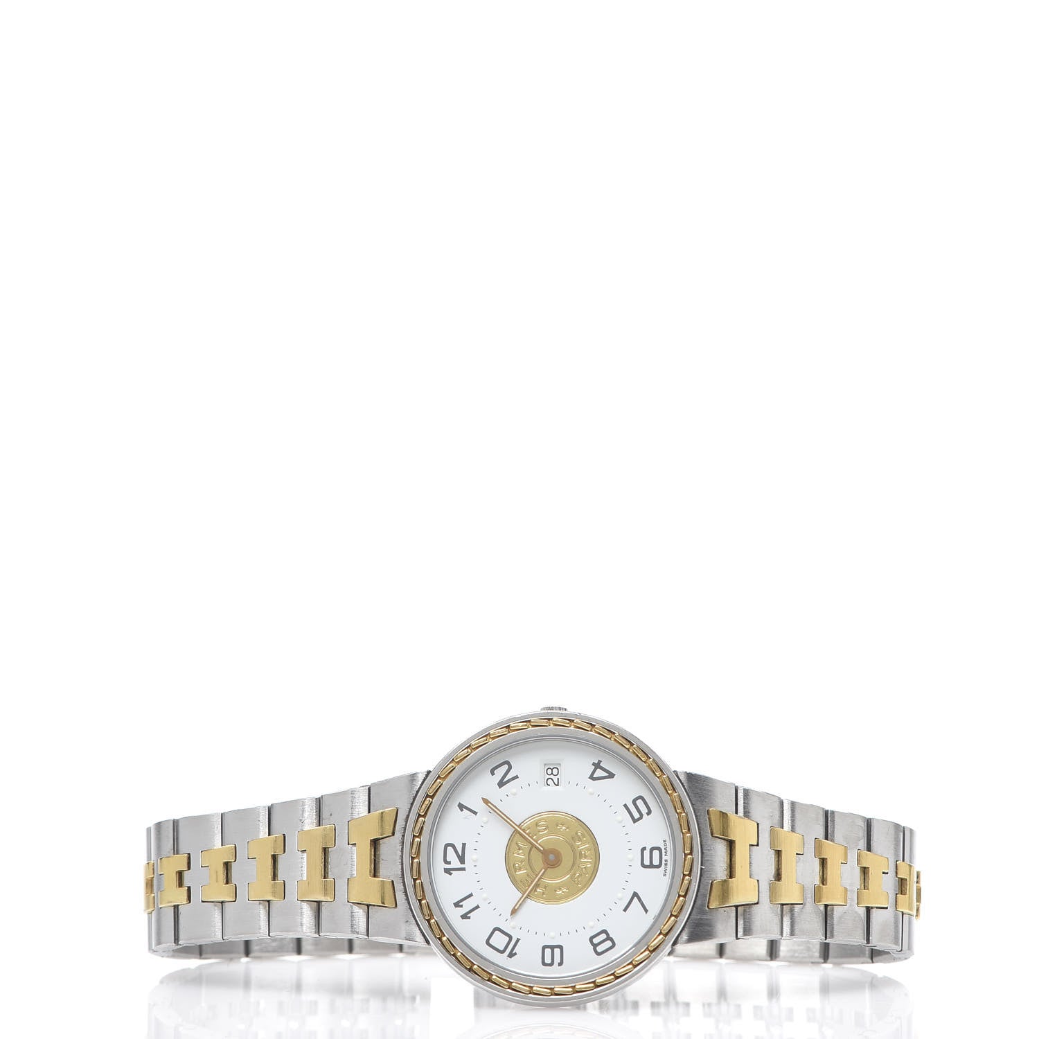 Hermes Stainless Steel 32mm Sellier Quartz Watch Gold 2 of 5