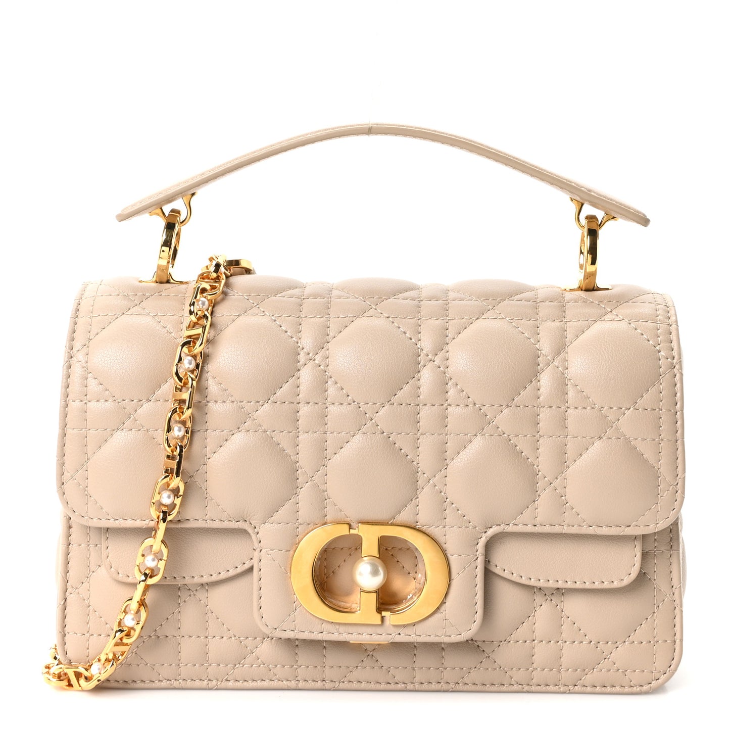 Lambskin Cannage Small Jolie Top Handle Bag Powder Beige Latte