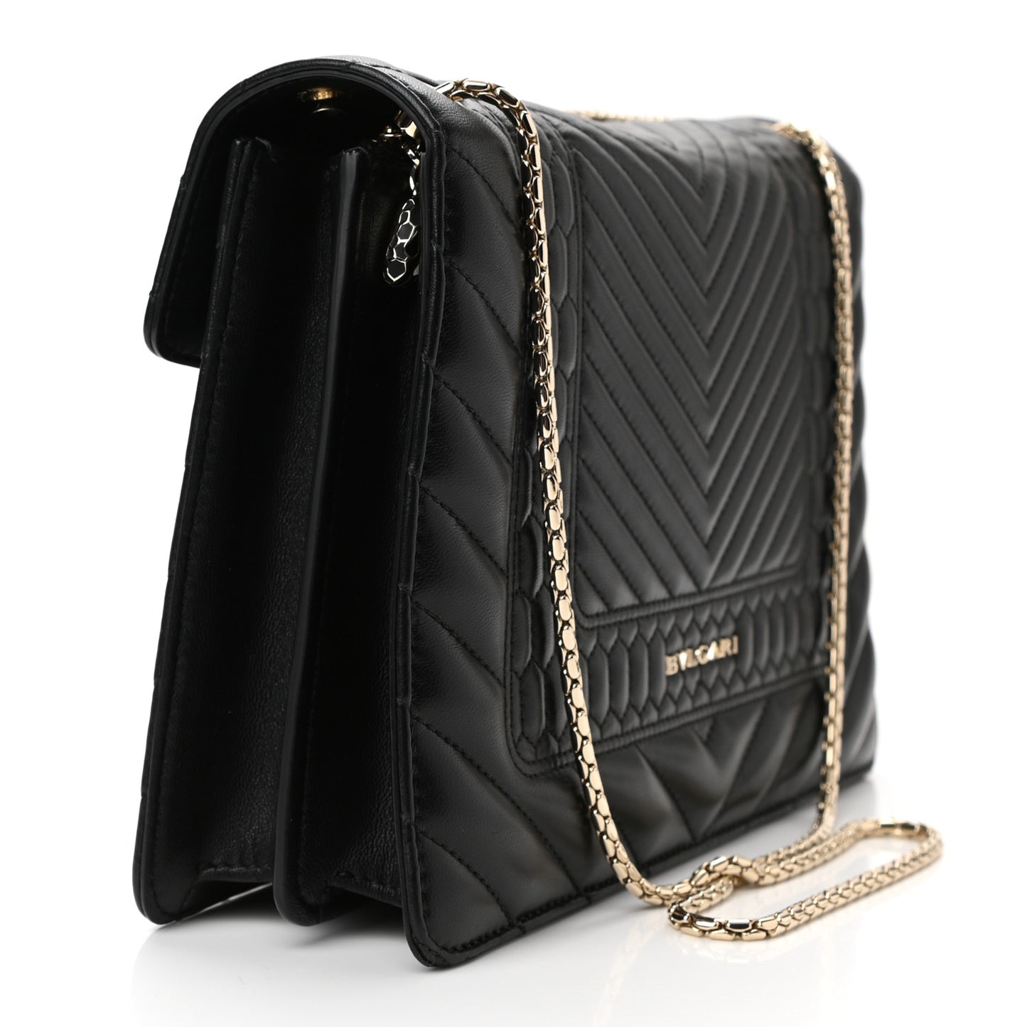 Calfskin Quilted Serpenti Forever Shoulder Bag Black