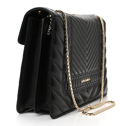 Bulgari Calfskin Quilted Serpenti Forever Shoulder Bag Black 3 of 10