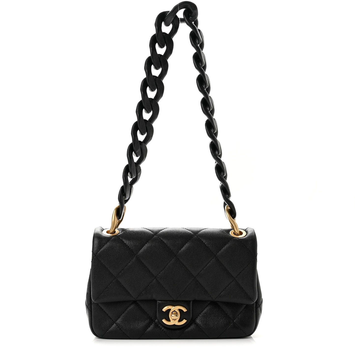 Caviar Quilted Funky Match Mini Flap Black