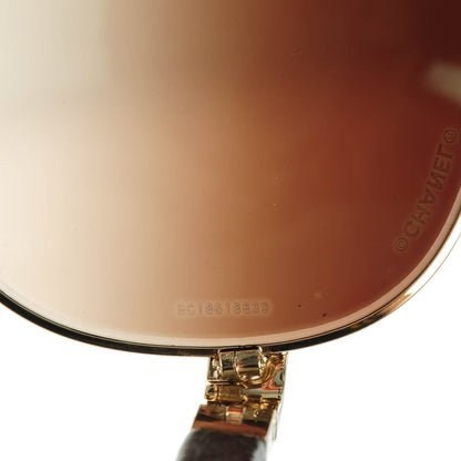 Chanel Lambskin Quilted CC Aviator Sunglasses 4195-Q Gold Brown 6 of 8