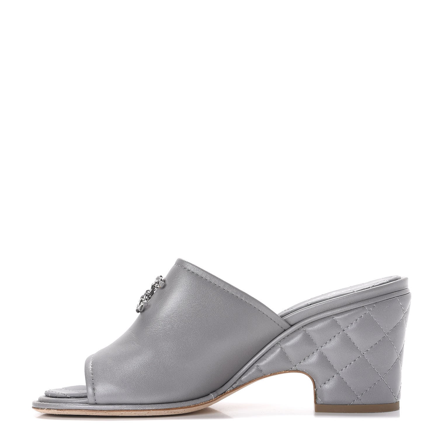 Chanel Lambskin Quilted CC Chain Mules 40 Grey 1 of 9