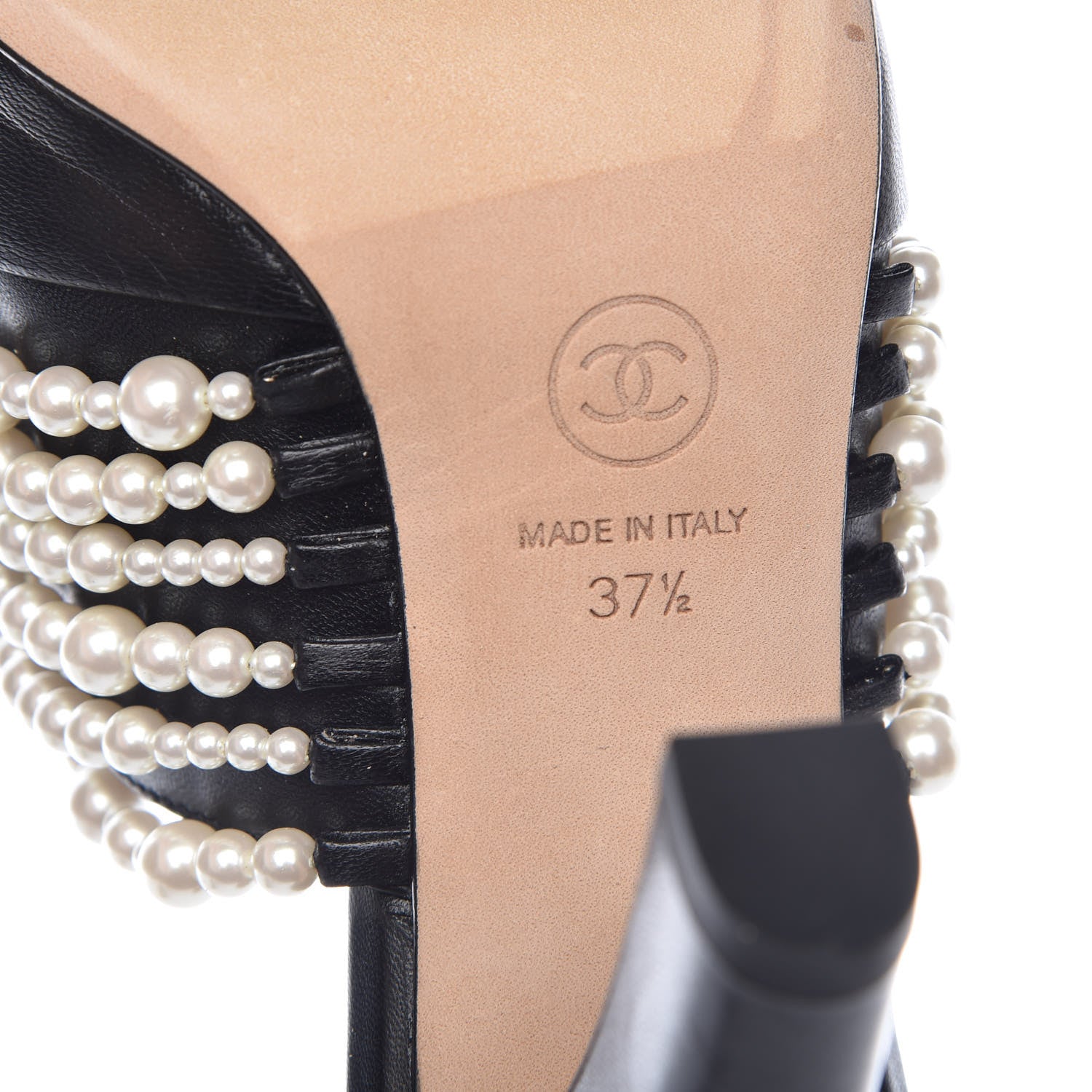 Chanel Lambskin CC Pearl Mule 37.5 Black 6 of 10
