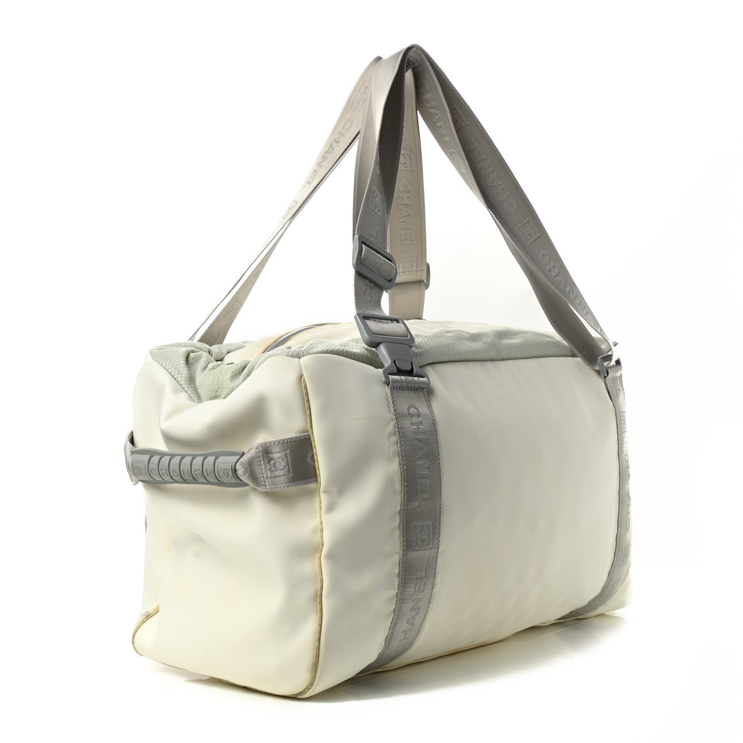 Chanel Nylon Mesh Camellia Duffle White Multicolor 3 of 12