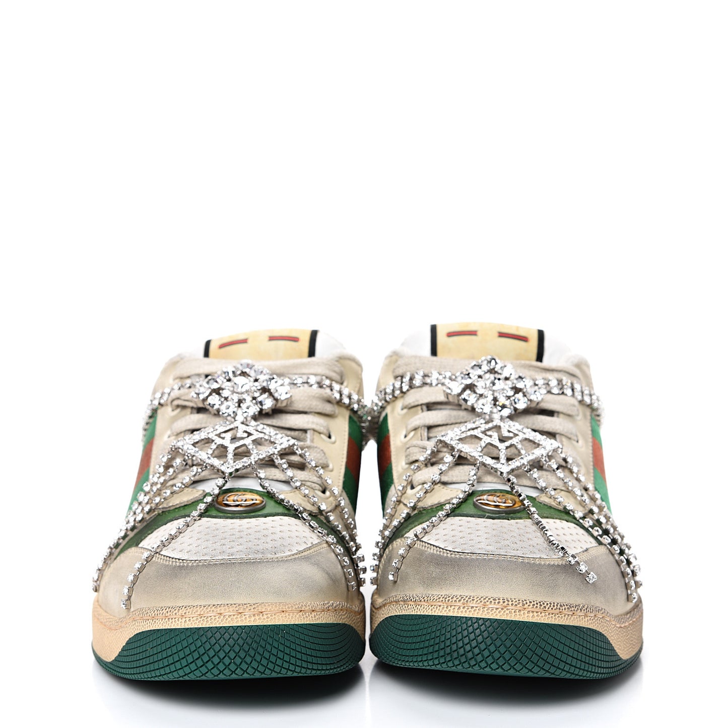 Nubuck Calfskin Web Removable Crystals Mens Screener Sneakers 9 Dusty Milk New Mystic White